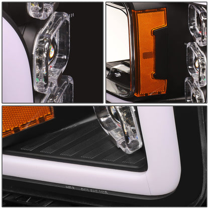 FAROS 18-20 FORD F-150 - FITS MODELS WITH HALOGEN HEADLIGHTS ONLY - SEQUENTIAL LED DRL RING - PROJECTOR HIGH / LOW BEAM - BLACK HOUSING / AMBER CORNER - 194 MARKER - REUSE FACTORY BULB