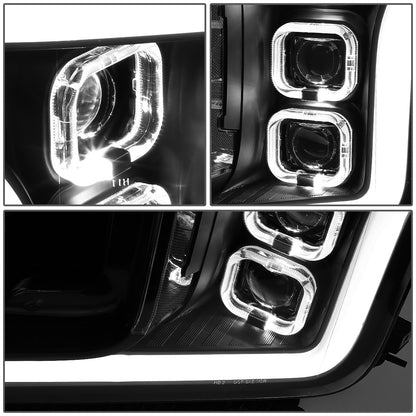 FAROS 18-20 FORD F-150 - FITS MODELS WITH HALOGEN HEADLIGHTS ONLY - SEQUENTIAL LED DRL RING - PROJECTOR HIGH / LOW BEAM - BLACK HOUSING / CLEAR CORNER - 194 MARKER - REUSE FACTORY BULB