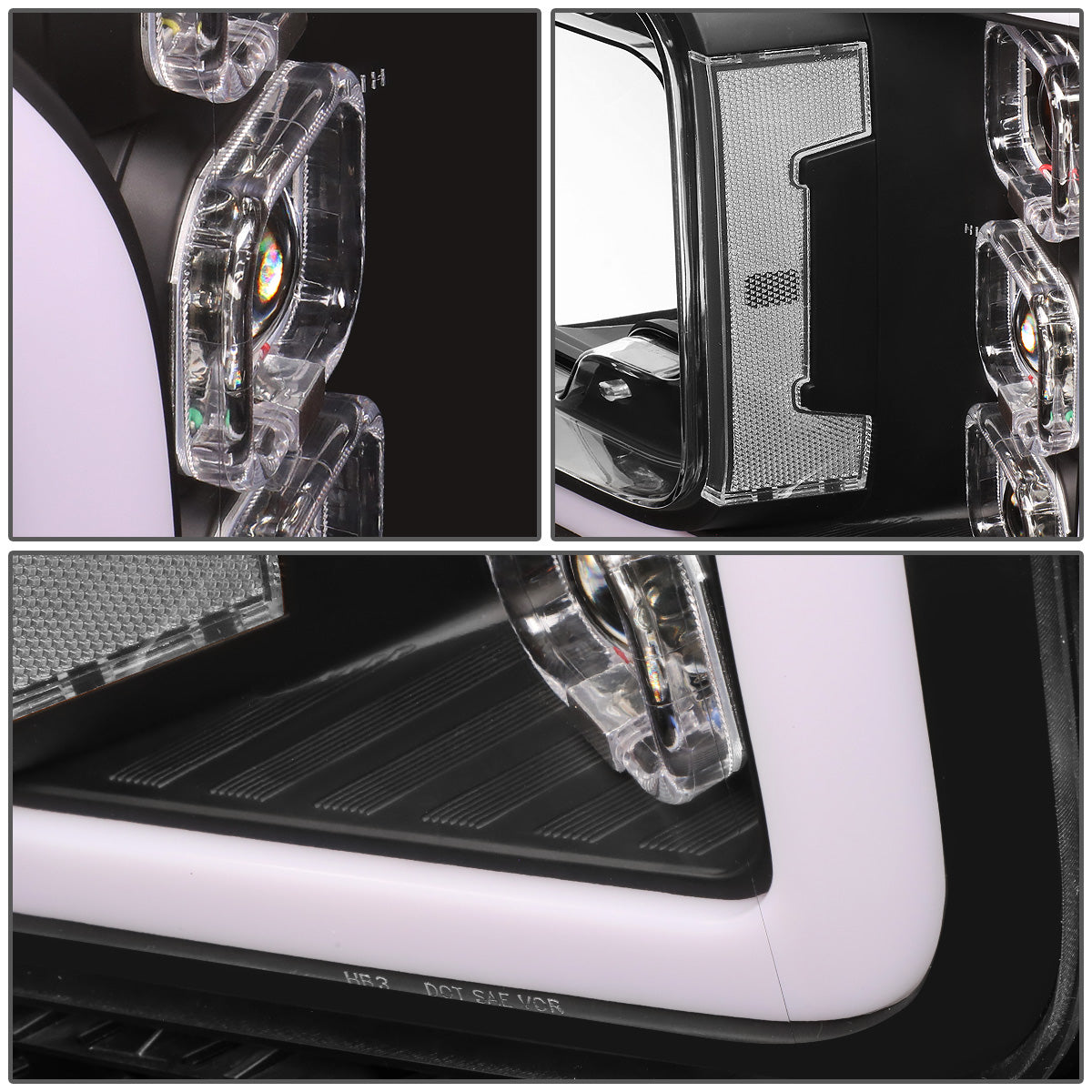 FAROS 18-20 FORD F-150 - FITS MODELS WITH HALOGEN HEADLIGHTS ONLY - SEQUENTIAL LED DRL RING - PROJECTOR HIGH / LOW BEAM - BLACK HOUSING / CLEAR CORNER - 194 MARKER - REUSE FACTORY BULB
