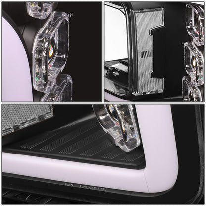 FAROS 18-20 FORD F-150 - FITS MODELS WITH HALOGEN HEADLIGHTS ONLY - SEQUENTIAL LED DRL RING - PROJECTOR HIGH / LOW BEAM - BLACK HOUSING / CLEAR CORNER - 194 MARKER - REUSE FACTORY BULB