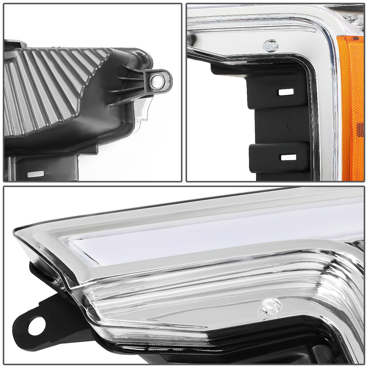 FAROS 18-20 FORD F-150 - FITS MODELS WITH HALOGEN HEADLIGHTS ONLY - SEQUENTIAL LED DRL RING - PROJECTOR HIGH / LOW BEAM - CHROME HOUSING / AMBER CORNER - 194 MARKER - REUSE FACTORY BULB