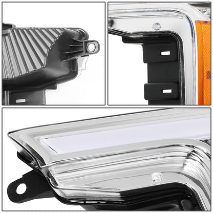 FAROS 18-20 FORD F-150 - FITS MODELS WITH HALOGEN HEADLIGHTS ONLY - SEQUENTIAL LED DRL RING - PROJECTOR HIGH / LOW BEAM - CHROME HOUSING / AMBER CORNER - 194 MARKER - REUSE FACTORY BULB