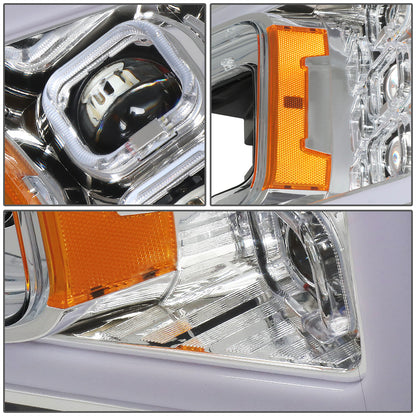 FAROS 18-20 FORD F-150 - FITS MODELS WITH HALOGEN HEADLIGHTS ONLY - SEQUENTIAL LED DRL RING - PROJECTOR HIGH / LOW BEAM - CHROME HOUSING / AMBER CORNER - 194 MARKER - REUSE FACTORY BULB