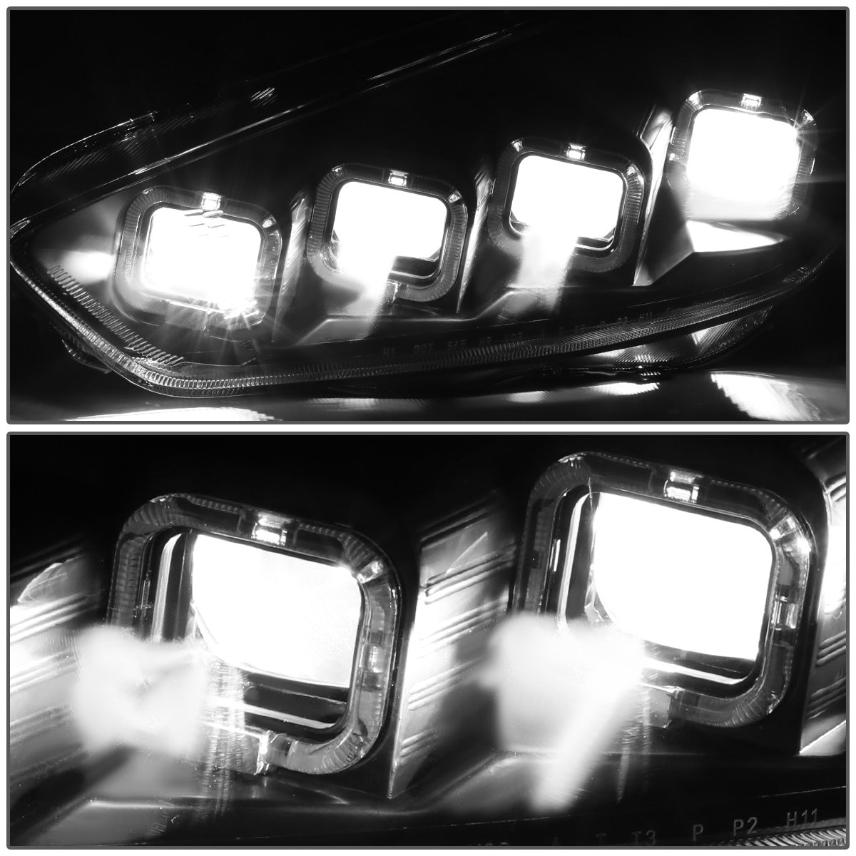 FAROS 15-18 FORD FOCUS - FITS MODELS WITH HALOGEN HEADLIGHTS ONLY - FITS MODELS WITHOUT LED DRL - SEQUENTIAL HALO - PROJECTOR HIGH / LOW BEAM - BLACK HOUSING / AMBER CORNER