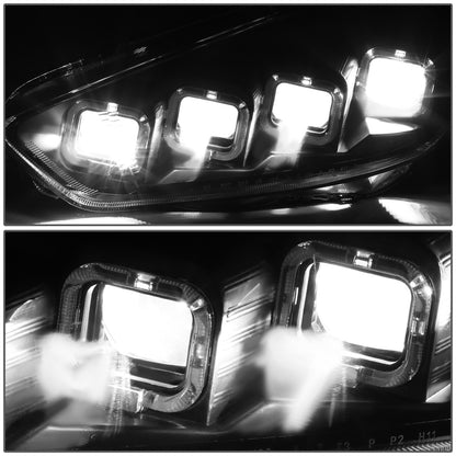 FAROS 15-18 FORD FOCUS - FITS MODELS WITH HALOGEN HEADLIGHTS ONLY - FITS MODELS WITHOUT LED DRL - SEQUENTIAL HALO - PROJECTOR HIGH / LOW BEAM - BLACK HOUSING / CLEAR CORNER