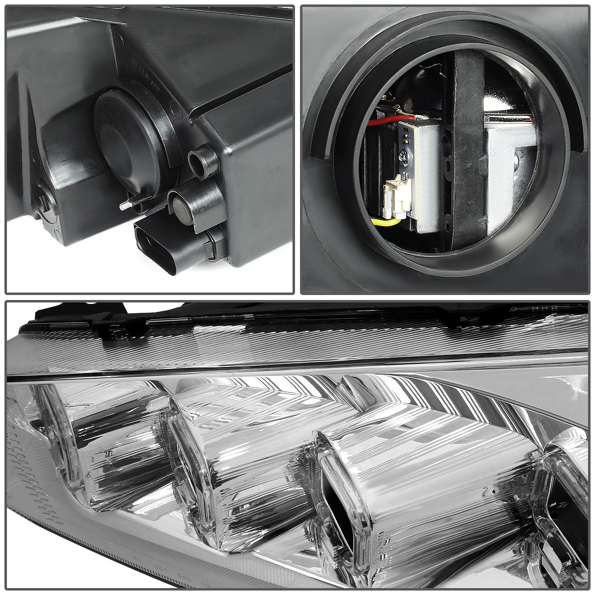 FAROS 15-18 FORD FOCUS - FITS MODELS WITH HALOGEN HEADLIGHTS ONLY - FITS MODELS WITHOUT LED DRL - SEQUENTIAL HALO - PROJECTOR HIGH / LOW BEAM - CHROME HOUSING / AMBER CORNER