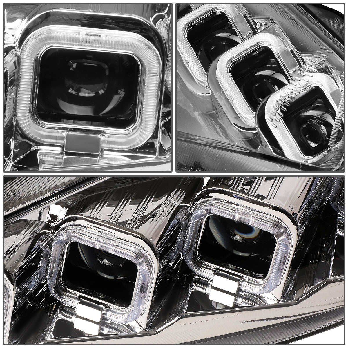 FAROS 15-18 FORD FOCUS - FITS MODELS WITH HALOGEN HEADLIGHTS ONLY - FITS MODELS WITHOUT LED DRL - SEQUENTIAL HALO - PROJECTOR HIGH / LOW BEAM - CHROME HOUSING / AMBER CORNER