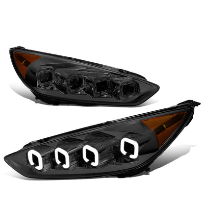 FAROS 15-18 FORD FOCUS - FITS MODELS WITH HALOGEN HEADLIGHTS ONLY - FITS MODELS WITHOUT LED DRL - SEQUENTIAL HALO - PROJECTOR HIGH / LOW BEAM - SMOKE HOUSING / AMBER CORNER