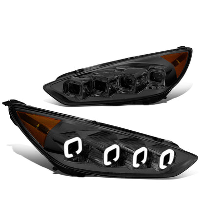 FAROS 15-18 FORD FOCUS - FITS MODELS WITH HALOGEN HEADLIGHTS ONLY - FITS MODELS WITHOUT LED DRL - SEQUENTIAL HALO - PROJECTOR HIGH / LOW BEAM - SMOKE HOUSING / AMBER CORNER