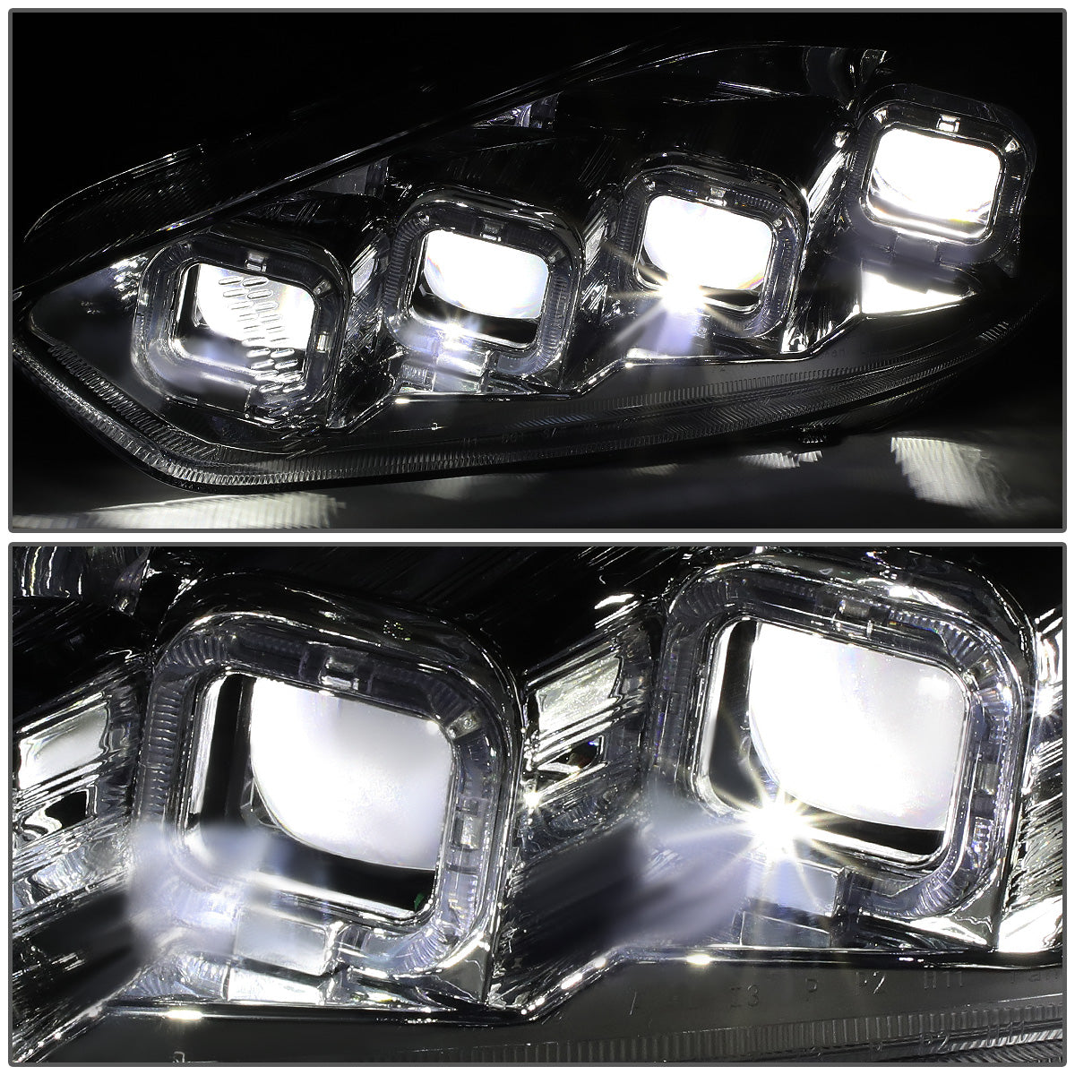 FAROS 15-18 FORD FOCUS - FITS MODELS WITH HALOGEN HEADLIGHTS ONLY - FITS MODELS WITHOUT LED DRL - SEQUENTIAL HALO - PROJECTOR HIGH / LOW BEAM - SMOKE HOUSING / AMBER CORNER