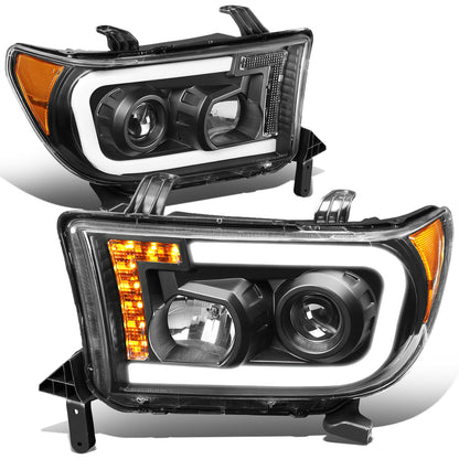 FAROS 08-17 TOYOTA SEQUOIA / 07-13 TOYOTA TUNDRA - FITS MODELS WITHOUT LEVEL ADJUSTER - DRL LIGHT BAR WILL REQUIRE WIRING TO EXISTING HARNESS - LED DRL - PROJECTOR - BLACK HOUSING / AMBER CORNER - H1 LOW BEAM / H1 HIGH BEAM