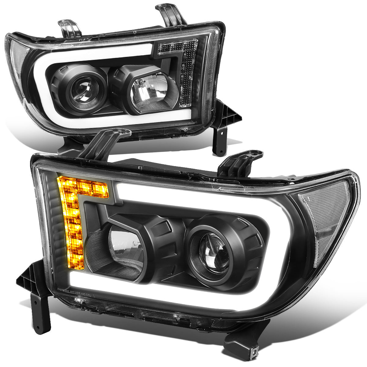 FAROS 08-17 TOYOTA SEQUOIA / 07-13 TOYOTA TUNDRA - FITS MODELS WITHOUT LEVEL ADJUSTER - DRL LIGHT BAR WILL REQUIRE WIRING TO EXISTING HARNESS - LED DRL - PROJECTOR - BLACK HOUSING / CLEAR CORNER - H1 LOW BEAM / H1 HIGH BEAM