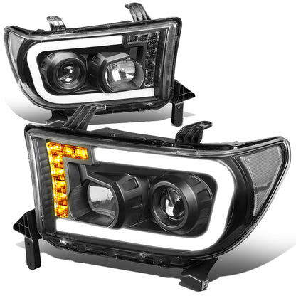 FAROS 08-17 TOYOTA SEQUOIA / 07-13 TOYOTA TUNDRA - FITS MODELS WITHOUT LEVEL ADJUSTER - DRL LIGHT BAR WILL REQUIRE WIRING TO EXISTING HARNESS - LED DRL - PROJECTOR - BLACK HOUSING / CLEAR CORNER - H1 LOW BEAM / H1 HIGH BEAM