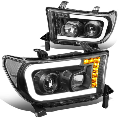 FAROS 08-17 TOYOTA SEQUOIA / 07-13 TOYOTA TUNDRA - FITS MODELS WITHOUT LEVEL ADJUSTER - DRL LIGHT BAR WILL REQUIRE WIRING TO EXISTING HARNESS - LED DRL - PROJECTOR - BLACK HOUSING / CLEAR CORNER - H1 LOW BEAM / H1 HIGH BEAM