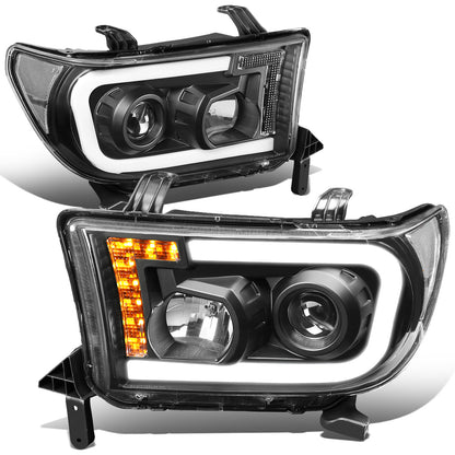 FAROS 08-17 TOYOTA SEQUOIA / 07-13 TOYOTA TUNDRA - FITS MODELS WITHOUT LEVEL ADJUSTER - DRL LIGHT BAR WILL REQUIRE WIRING TO EXISTING HARNESS - LED DRL - PROJECTOR - BLACK HOUSING / CLEAR CORNER - H1 LOW BEAM / H1 HIGH BEAM