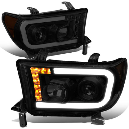 FAROS 08-17 TOYOTA SEQUOIA / 07-13 TOYOTA TUNDRA - FITS MODELS WITHOUT LEVEL ADJUSTER - DRL LIGHT BAR WILL REQUIRE WIRING TO EXISTING HARNESS - LED DRL - PROJECTOR - BLACK HOUSING / SMOKE LENS / AMBER CORNER - H1 LOW BEAM / H1 HIGH BEAM