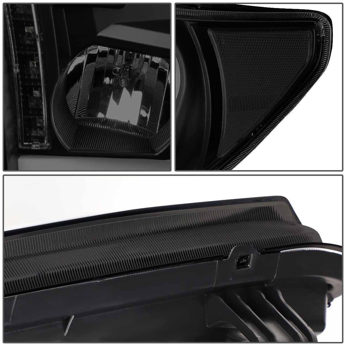 FAROS 08-17 TOYOTA SEQUOIA / 07-13 TOYOTA TUNDRA - FITS MODELS WITHOUT LEVEL ADJUSTER - DRL LIGHT BAR WILL REQUIRE WIRING TO EXISTING HARNESS - LED DRL - PROJECTOR - BLACK HOUSING / SMOKE LENS / CLEAR CORNER - H1 LOW BEAM / H1 HIGH BEAM