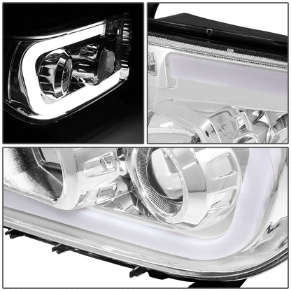 FAROS 08-17 TOYOTA SEQUOIA / 07-13 TOYOTA TUNDRA - FITS MODELS WITHOUT LEVEL ADJUSTER - DRL LIGHT BAR WILL REQUIRE WIRING TO EXISTING HARNESS - LED DRL - PROJECTOR - CHROME HOUSING / AMBER CORNER - H1 LOW BEAM / H1 HIGH BEAM
