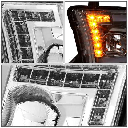 FAROS 08-17 TOYOTA SEQUOIA / 07-13 TOYOTA TUNDRA - FITS MODELS WITHOUT LEVEL ADJUSTER - DRL LIGHT BAR WILL REQUIRE WIRING TO EXISTING HARNESS - LED DRL - PROJECTOR - CHROME HOUSING / AMBER CORNER - H1 LOW BEAM / H1 HIGH BEAM