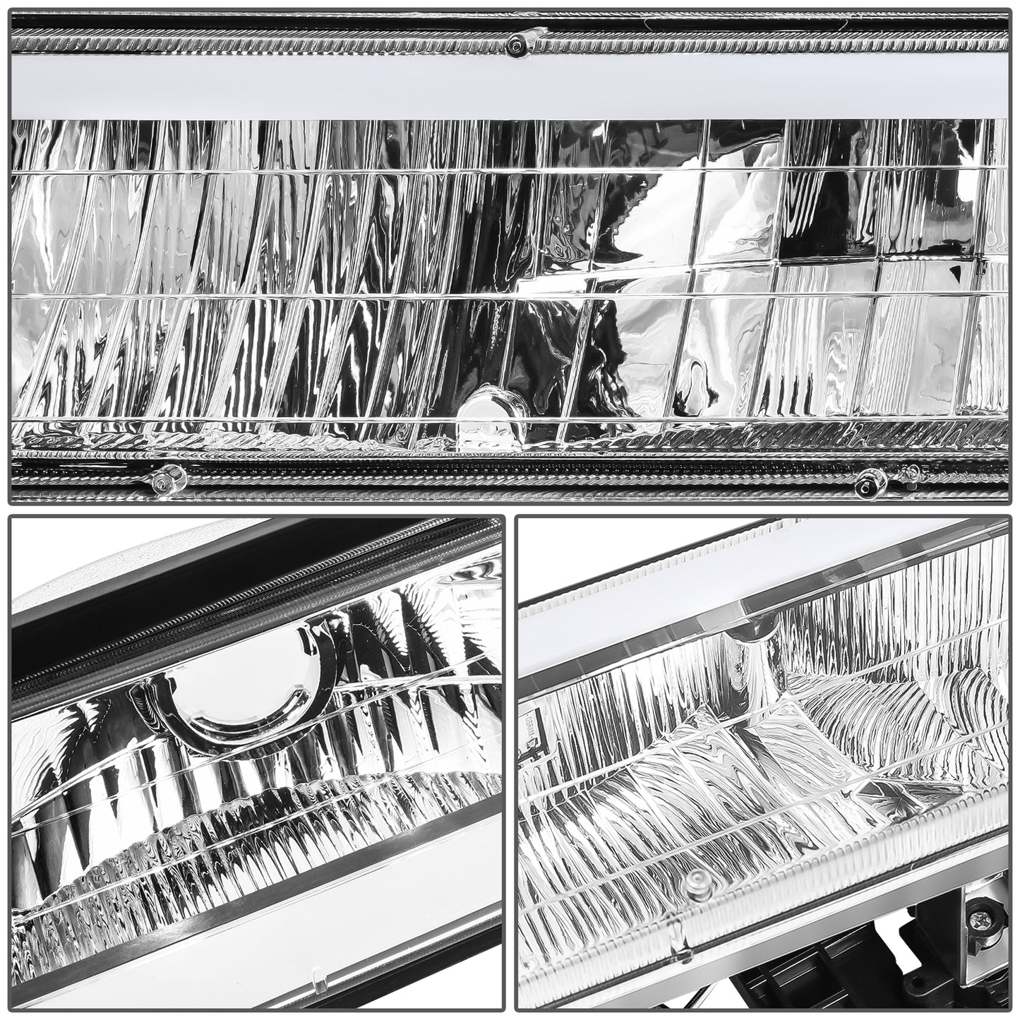 FAROS CLEAR LENS,CLEAR REFLECTOR,CHROME HOUSING - 4PCS - LED BAR - 92-94 CHEVROLET BLAZER / 88-99 CHEVROLET C1500 / 92-99 CHEVROLET C1500 SUBURBAN / 88-00 CHEVROLET C2500 / 92-99 CHEVROLET C2500 SUBURBAN / 88-00 CHEVROLET C3500 / 88-99 CHEVROLET K1500 /