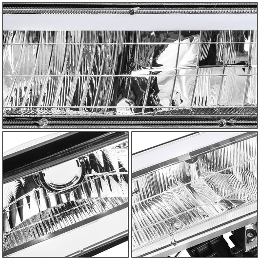 FAROS CLEAR LENS,CLEAR REFLECTOR,CHROME HOUSING - 4PCS - LED BAR - 92-94 CHEVROLET BLAZER / 88-99 CHEVROLET C1500 / 92-99 CHEVROLET C1500 SUBURBAN / 88-00 CHEVROLET C2500 / 92-99 CHEVROLET C2500 SUBURBAN / 88-00 CHEVROLET C3500 / 88-99 CHEVROLET K1500 /