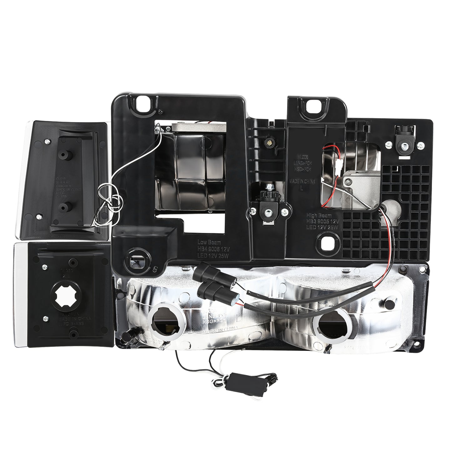 FAROS CLEAR LENS,AMBER REFLECTOR,BLACK HOUSING - 8PCS - LED BAR - 94-99 GMC C1500 K1500 YUKON / 94-99 GMC C1500 SUBURBAN C2500 SUBURBAN K1500 SUBURBAN K2500 SUBURBAN / 94-00 GMC C2500 C3500 K2500 K3500 - FITS MODELS WITH COMPOSITE HEADLIGHTS ONLY