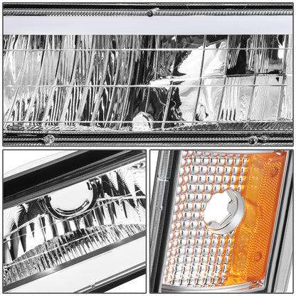 FAROS CLEAR LENS,AMBER REFLECTOR,CHROME HOUSING - 8PCS - LED BAR - 94-99 GMC C1500 K1500 YUKON / 94-99 GMC C1500 SUBURBAN C2500 SUBURBAN K1500 SUBURBAN K2500 SUBURBAN / 94-00 GMC C2500 C3500 K2500 K3500 - FITS MODELS WITH COMPOSITE HEADLIGHTS ONLY