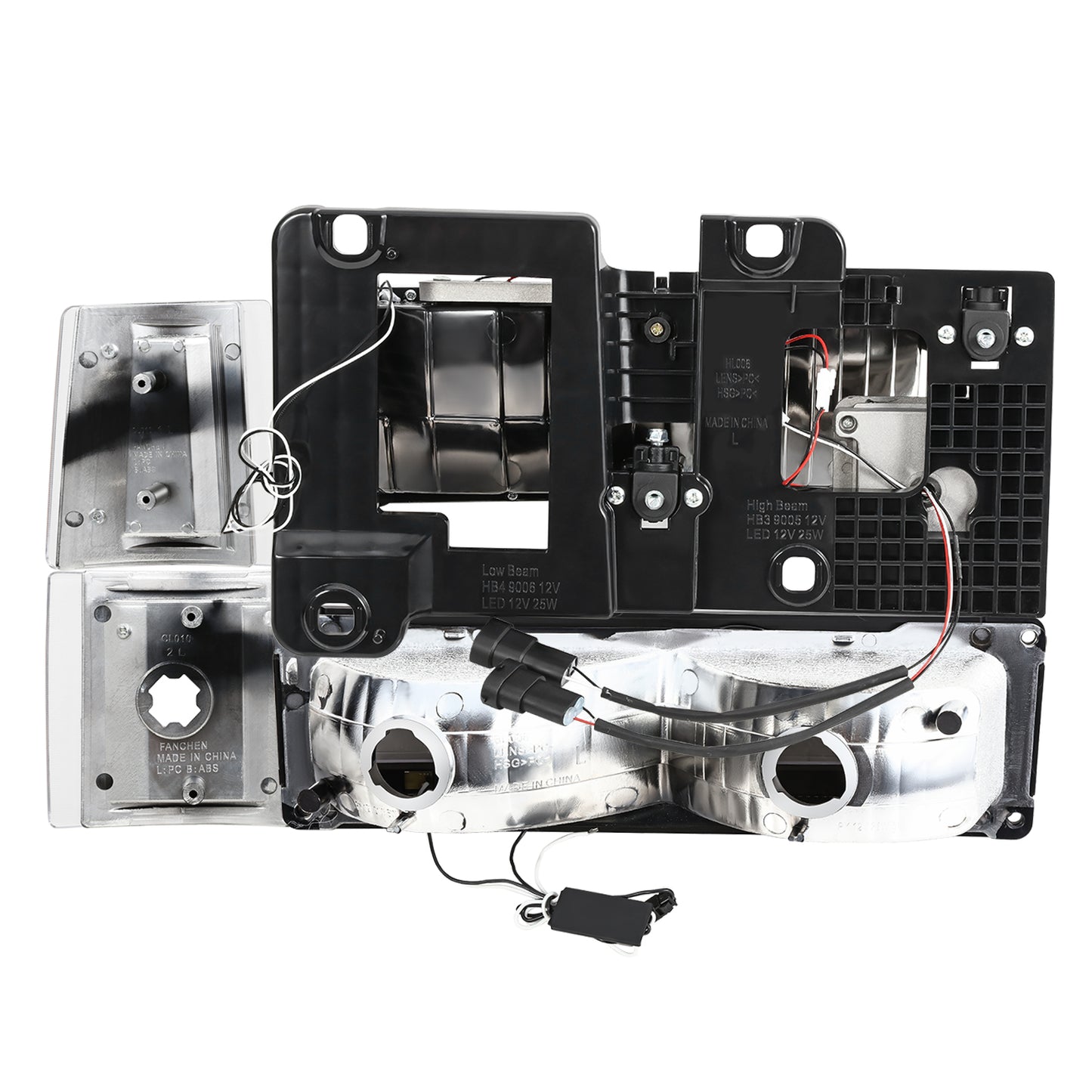 FAROS CLEAR LENS,AMBER REFLECTOR,CHROME HOUSING - 8PCS - LED BAR - 94-99 GMC C1500 K1500 YUKON / 94-99 GMC C1500 SUBURBAN C2500 SUBURBAN K1500 SUBURBAN K2500 SUBURBAN / 94-00 GMC C2500 C3500 K2500 K3500 - FITS MODELS WITH COMPOSITE HEADLIGHTS ONLY