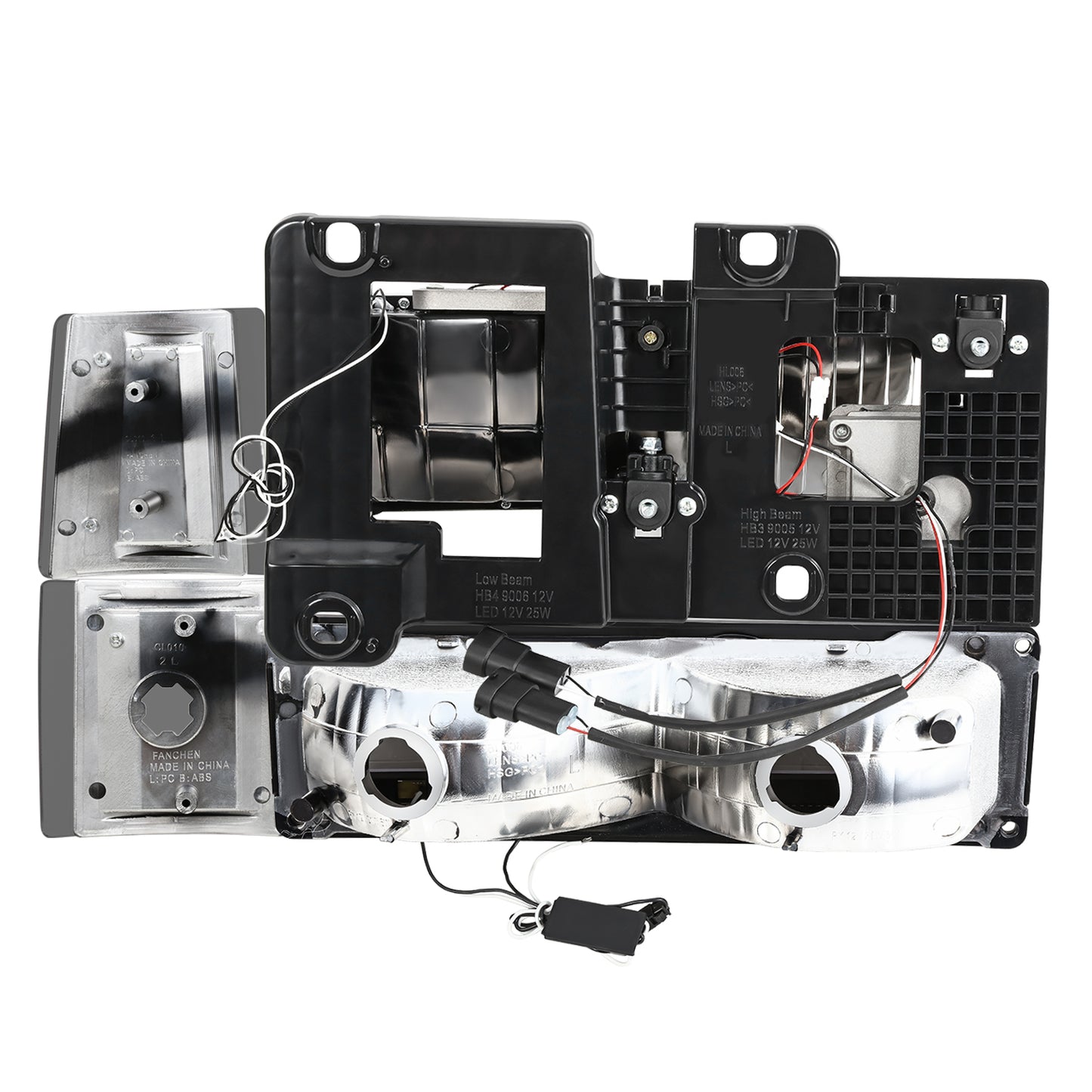 FAROS SMOKE LENS,AMBER REFLECTOR,CHROME HOUSING - 8PCS - LED BAR - 94-99 GMC C1500 K1500 YUKON / 94-99 GMC C1500 SUBURBAN C2500 SUBURBAN K1500 SUBURBAN K2500 SUBURBAN / 94-00 GMC C2500 C3500 K2500 K3500 - FITS MODELS WITH COMPOSITE HEADLIGHTS ONLY