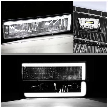 FAROS CLEAR LENS,AMBER REFLECTOR,BLACK HOUSING - 8PCS - LED BAR - 92-93 CHEVROLET BLAZER / 88-93 CHEVROLET C1500 / 92-93 CHEVROLET C1500 SUBURBAN / 88-93 CHEVROLET C2500 / 92-93 CHEVROLET C2500 SUBURBAN / 88-93 CHEVROLET C3500 / 88-93 CHEVROLET K1500 /