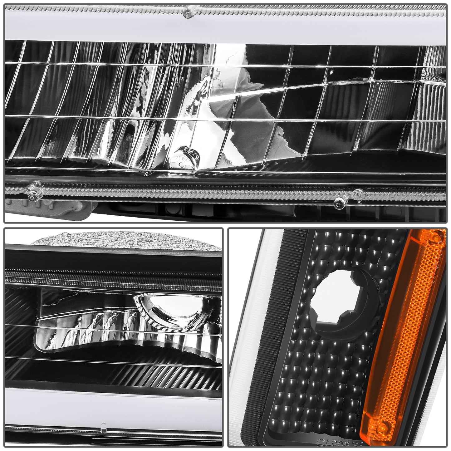 FAROS CLEAR LENS,AMBER REFLECTOR,BLACK HOUSING - 8PCS - LED BAR - 92-93 CHEVROLET BLAZER / 88-93 CHEVROLET C1500 / 92-93 CHEVROLET C1500 SUBURBAN / 88-93 CHEVROLET C2500 / 92-93 CHEVROLET C2500 SUBURBAN / 88-93 CHEVROLET C3500 / 88-93 CHEVROLET K1500 /