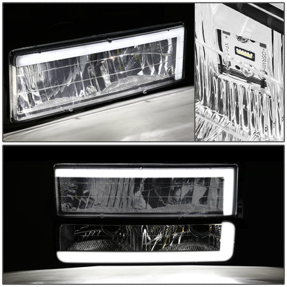 FAROS CLEAR LENS,AMBER REFLECTOR,CHROME HOUSING - 8PCS - LED BAR - 92-93 CHEVROLET BLAZER / 88-93 CHEVROLET C1500 / 92-93 CHEVROLET C1500 SUBURBAN / 88-93 CHEVROLET C2500 / 92-93 CHEVROLET C2500 SUBURBAN / 88-93 CHEVROLET C3500 / 88-93 CHEVROLET K1500 /