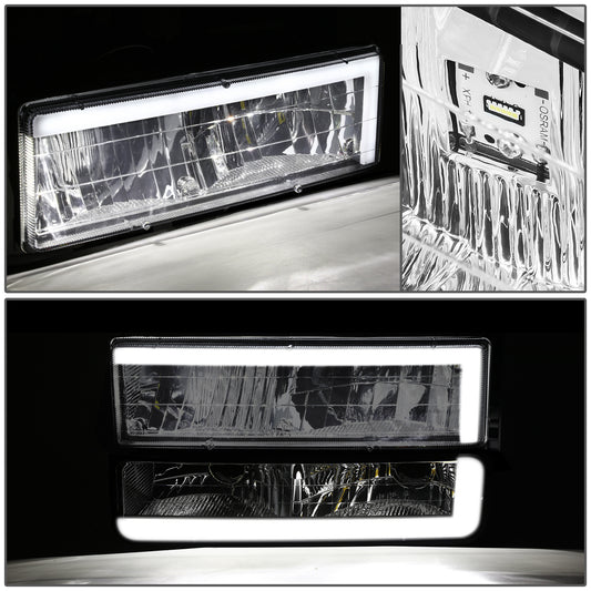 FAROS CLEAR LENS,AMBER REFLECTOR,CHROME HOUSING - 8PCS - LED BAR - 92-93 CHEVROLET BLAZER / 88-93 CHEVROLET C1500 / 92-93 CHEVROLET C1500 SUBURBAN / 88-93 CHEVROLET C2500 / 92-93 CHEVROLET C2500 SUBURBAN / 88-93 CHEVROLET C3500 / 88-93 CHEVROLET K1500 /