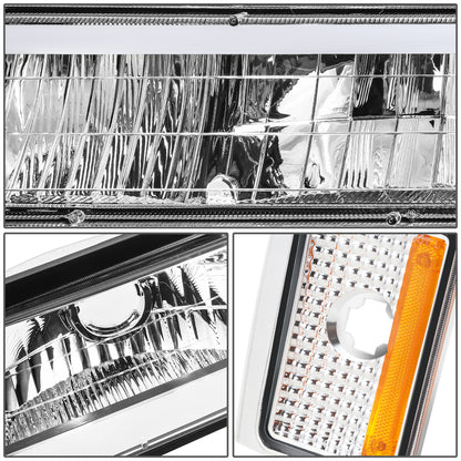 FAROS CLEAR LENS,AMBER REFLECTOR,CHROME HOUSING - 8PCS - LED BAR - 92-93 CHEVROLET BLAZER / 88-93 CHEVROLET C1500 / 92-93 CHEVROLET C1500 SUBURBAN / 88-93 CHEVROLET C2500 / 92-93 CHEVROLET C2500 SUBURBAN / 88-93 CHEVROLET C3500 / 88-93 CHEVROLET K1500 /
