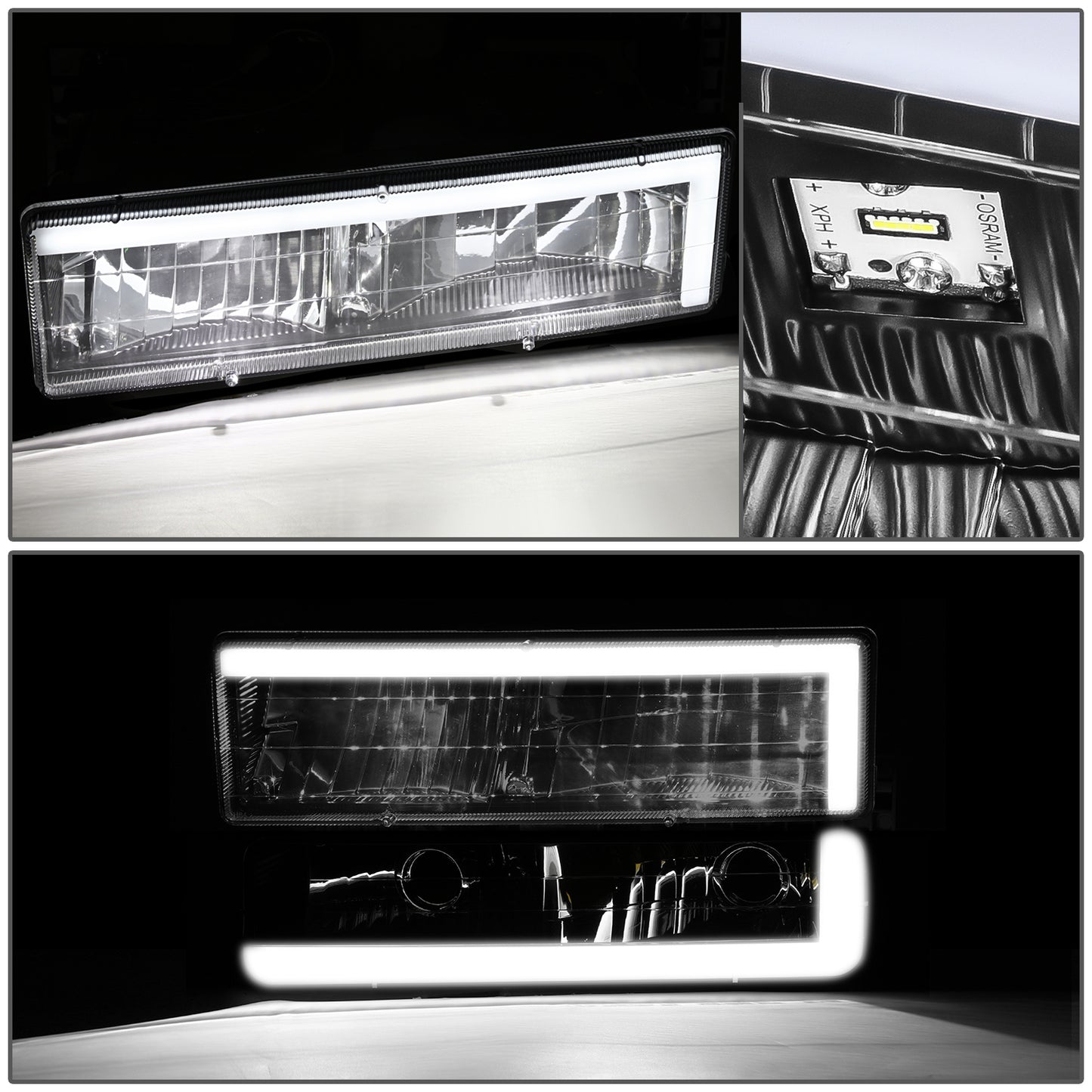 FAROS CLEAR LENS,AMBER REFLECTOR,BLACK HOUSING - 8PCS - LED BAR - 94 CHEVROLET BLAZER / 94-99 CHEVROLET C1500 / 94-99 CHEVROLET C1500 SUBURBAN / 94-00 CHEVROLET C2500 / 94-99 CHEVROLET C2500 SUBURBAN / 94-00 CHEVROLET C3500 / 94-99 CHEVROLET K1500 / 94-99