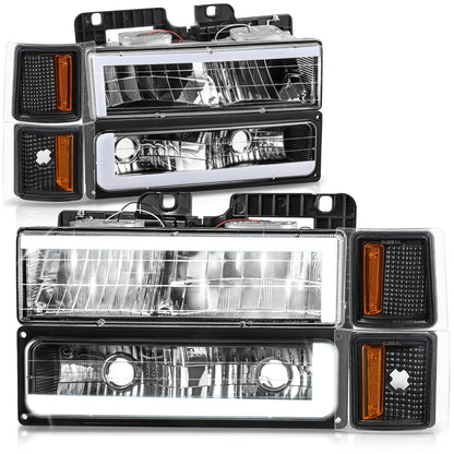 FAROS CLEAR LENS,AMBER REFLECTOR,BLACK HOUSING - 8PCS - LED BAR - 94 CHEVROLET BLAZER / 94-99 CHEVROLET C1500 / 94-99 CHEVROLET C1500 SUBURBAN / 94-00 CHEVROLET C2500 / 94-99 CHEVROLET C2500 SUBURBAN / 94-00 CHEVROLET C3500 / 94-99 CHEVROLET K1500 / 94-99