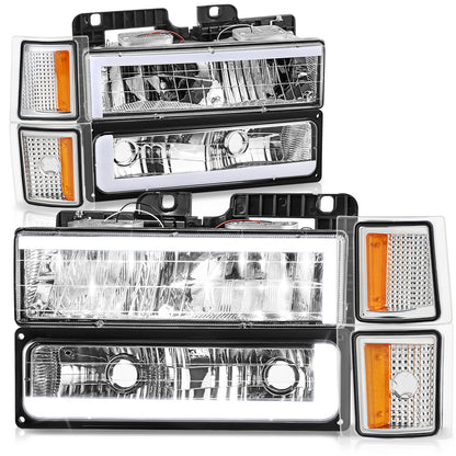 FAROS CLEAR LENS,AMBER REFLECTOR,CHROME HOUSING - 8PCS - LED BAR - 94 CHEVROLET BLAZER / 94-99 CHEVROLET C1500 / 94-99 CHEVROLET C1500 SUBURBAN / 94-00 CHEVROLET C2500 / 94-99 CHEVROLET C2500 SUBURBAN / 94-00 CHEVROLET C3500 / 94-99 CHEVROLET K1500 /