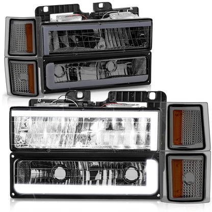 FAROS SMOKE LENS,AMBER REFLECTOR,CHROME HOUSING - 8PCS - LED BAR - 94 CHEVROLET BLAZER / 94-99 CHEVROLET C1500 / 94-99 CHEVROLET C1500 SUBURBAN / 94-00 CHEVROLET C2500 / 94-99 CHEVROLET C2500 SUBURBAN / 94-00 CHEVROLET C3500 / 94-99 CHEVROLET K1500 /