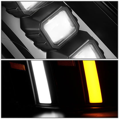 FAROS 07-14 CADILLAC ESCALADE / 07-14 CADILLAC ESCALADE ESV / 07-13 CADILLAC ESCALADE EXT - PROJECTOR HOUSING - QUAD PROJECTOR BEAM FULL LED SWITCHBACK LIGHT BAR - H7 / H1 - BLACK HOUSING / AMBER CORNER