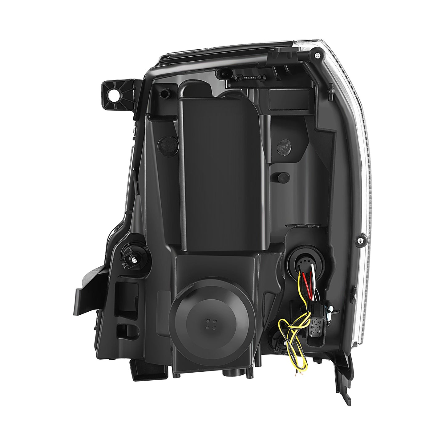 FAROS 07-14 CADILLAC ESCALADE / 07-14 CADILLAC ESCALADE ESV / 07-13 CADILLAC ESCALADE EXT - PROJECTOR HOUSING - QUAD PROJECTOR BEAM FULL LED SWITCHBACK LIGHT BAR - H7 / H1 - BLACK HOUSING / AMBER CORNER