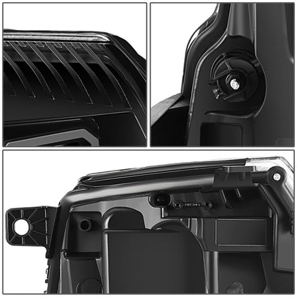 FAROS 07-14 CADILLAC ESCALADE / 07-14 CADILLAC ESCALADE ESV / 07-13 CADILLAC ESCALADE EXT - PROJECTOR HOUSING - QUAD PROJECTOR BEAM FULL LED SWITCHBACK LIGHT BAR - H7 / H1 - BLACK HOUSING / AMBER CORNER