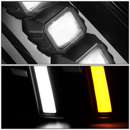FAROS 07-14 CADILLAC ESCALADE / 07-14 CADILLAC ESCALADE ESV / 07-13 CADILLAC ESCALADE EXT - PROJECTOR HOUSING - QUAD PROJECTOR BEAM FULL LED SWITCHBACK LIGHT BAR - H7 / H1 - BLACK HOUSING / CLEAR CORNER