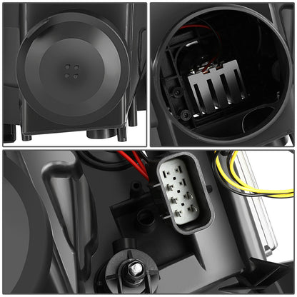 FAROS 07-14 CADILLAC ESCALADE / 07-14 CADILLAC ESCALADE ESV / 07-13 CADILLAC ESCALADE EXT - PROJECTOR HOUSING - QUAD PROJECTOR BEAM FULL LED SWITCHBACK LIGHT BAR - H7 / H1 - BLACK HOUSING / CLEAR CORNER