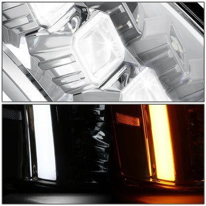 FAROS 07-14 CADILLAC ESCALADE / 07-14 CADILLAC ESCALADE ESV / 07-13 CADILLAC ESCALADE EXT - PROJECTOR HOUSING - QUAD PROJECTOR BEAM FULL LED SWITCHBACK LIGHT BAR - H7 / H1 - CHROME HOUSING / CLEAR CORNER