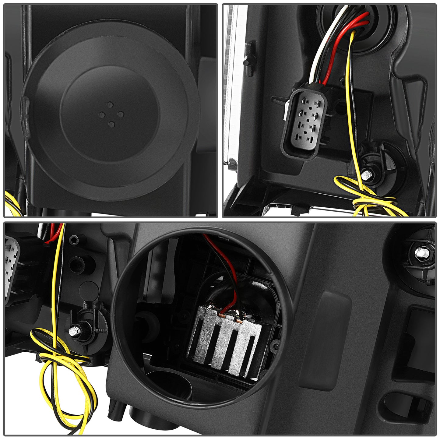 FAROS 07-14 CADILLAC ESCALADE / 07-14 CADILLAC ESCALADE ESV / 07-13 CADILLAC ESCALADE EXT - PROJECTOR HOUSING - QUAD PROJECTOR BEAM FULL LED SWITCHBACK LIGHT BAR - H7 / H1 - CHROME HOUSING / CLEAR CORNER