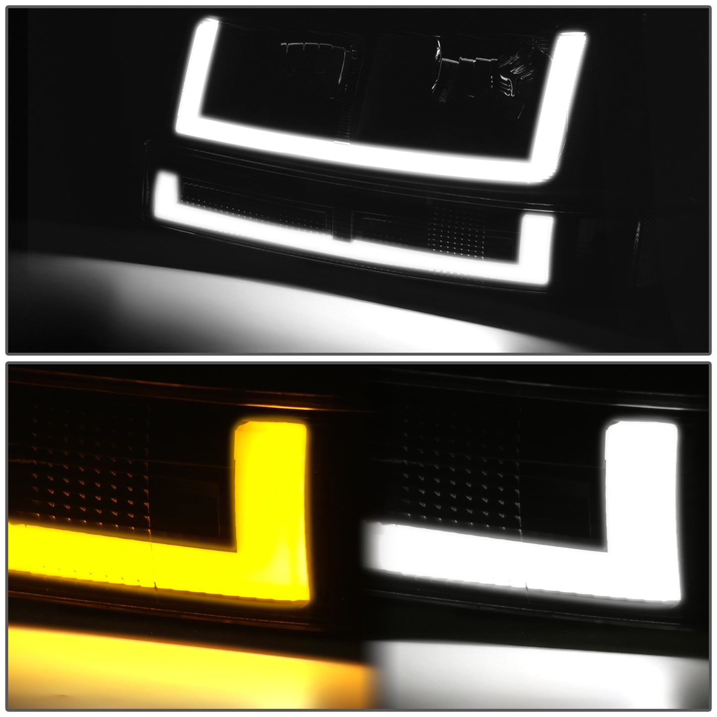 FAROS CLEAR LENS,AMBER REFLECTOR,BLACK HOUSING - 4PCS - LED BAR - 03-14 CHEVROLET EXPRESS 1500 / 03-23 CHEVROLET EXPRESS 2500 / 03-23 CHEVROLET EXPRESS 3500 / 09-22 CHEVROLET EXPRESS 4500 / 03-14 GMC SAVANA 1500 / 03-23 GMC SAVANA 2500 / 03-23 GMC SAVANA