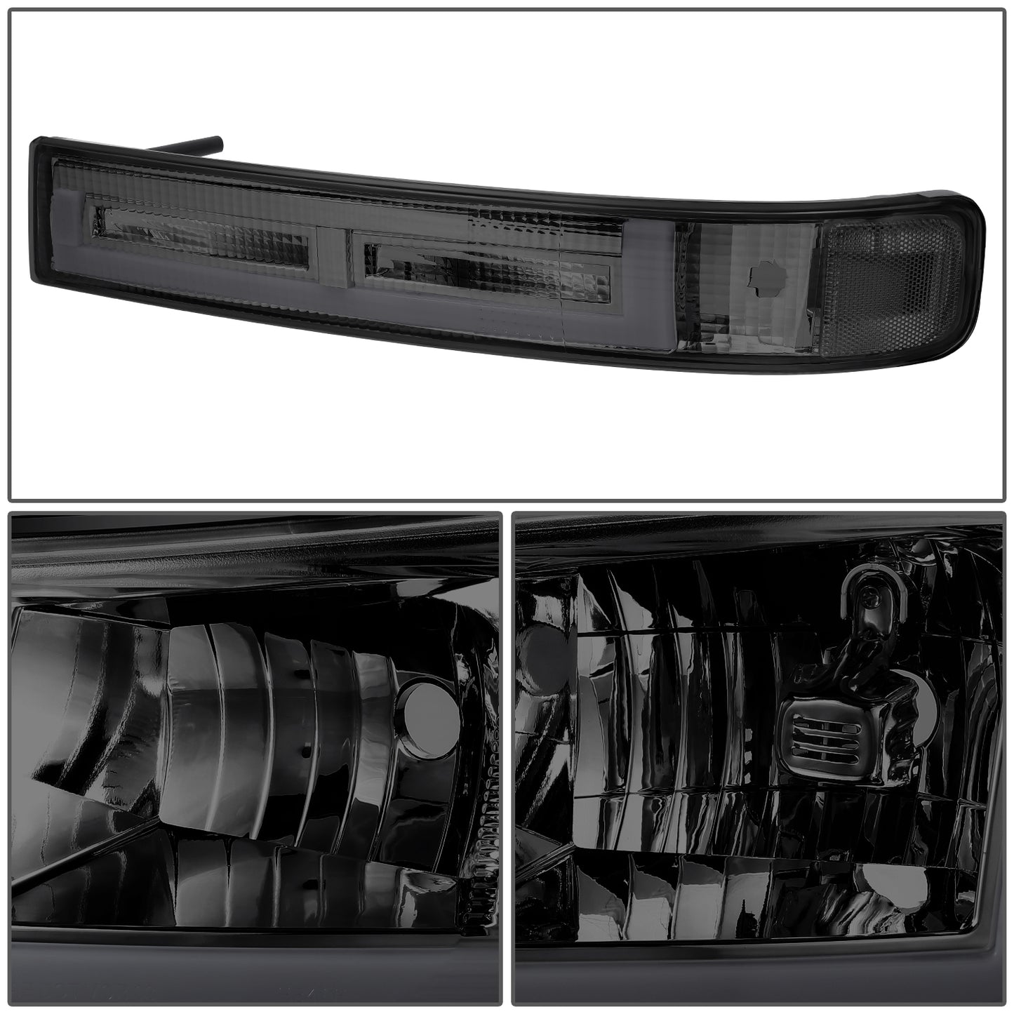 FAROS SMOKE LENS,CLEAR REFLECTOR,BLACK HOUSING - 4PCS - LED BAR - 03-14 CHEVROLET EXPRESS 1500 / 03-23 CHEVROLET EXPRESS 2500 / 03-23 CHEVROLET EXPRESS 3500 / 09-22 CHEVROLET EXPRESS 4500 / 03-14 GMC SAVANA 1500 / 03-23 GMC SAVANA 2500 / 03-23 GMC SAVANA