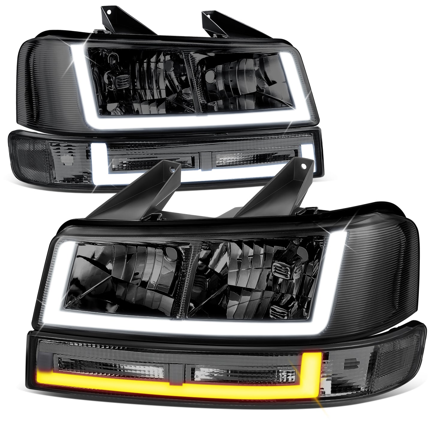 FAROS SMOKE LENS,CLEAR REFLECTOR,BLACK HOUSING - 4PCS - LED BAR - 03-14 CHEVROLET EXPRESS 1500 / 03-23 CHEVROLET EXPRESS 2500 / 03-23 CHEVROLET EXPRESS 3500 / 09-22 CHEVROLET EXPRESS 4500 / 03-14 GMC SAVANA 1500 / 03-23 GMC SAVANA 2500 / 03-23 GMC SAVANA