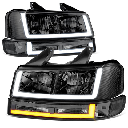 FAROS SMOKE LENS,CLEAR REFLECTOR,BLACK HOUSING - 4PCS - LED BAR - 03-14 CHEVROLET EXPRESS 1500 / 03-23 CHEVROLET EXPRESS 2500 / 03-23 CHEVROLET EXPRESS 3500 / 09-22 CHEVROLET EXPRESS 4500 / 03-14 GMC SAVANA 1500 / 03-23 GMC SAVANA 2500 / 03-23 GMC SAVANA