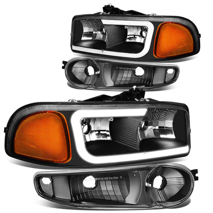 FAROS 00-06 GMC YUKON / 01-06 GMC YUKON XL 1500 / 02-06 GMC SIERRA 1500 / 2007 GMC SIERRA 1500 CLASSIC - FITS DENALI MODELS ONLY - LED DRL - BLACK HOUSING / AMBER CORNER - 9005 LOW BEAM / 9005 HIGH BEAM